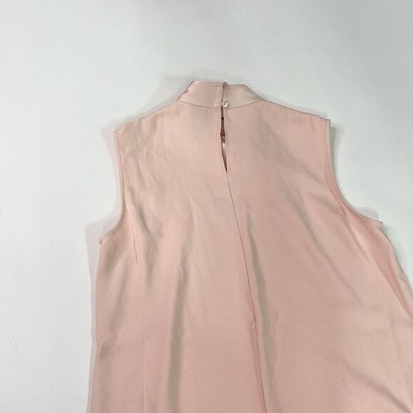 Iris & Ink Blouse Womens 2 Blush Pink Satin Sleeveless Tie Neck Keyhole Back NWT - Picture 9 of 10